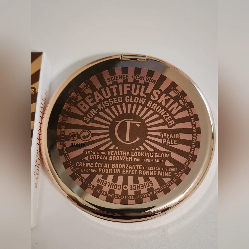 CHARLOTTE TILBURY BEAUTIFUL SKIN SUN-KISSED GLOW CREAM BRONZER 1 FAIR MAKEUP